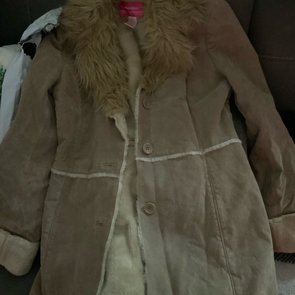 Faux suede and fur mid length coat - Picture 6 of 6